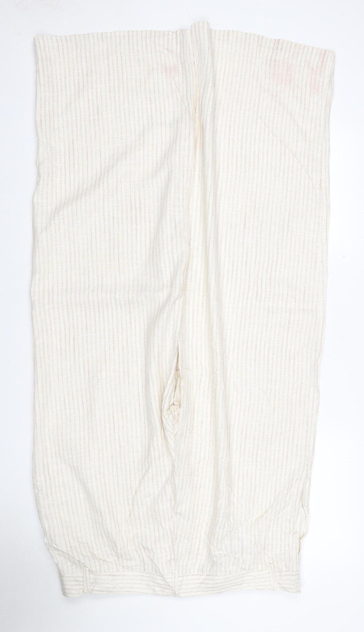 Marks and Spencer Women Ivory Stripe Wide Leg Trousers UK 18 Regular