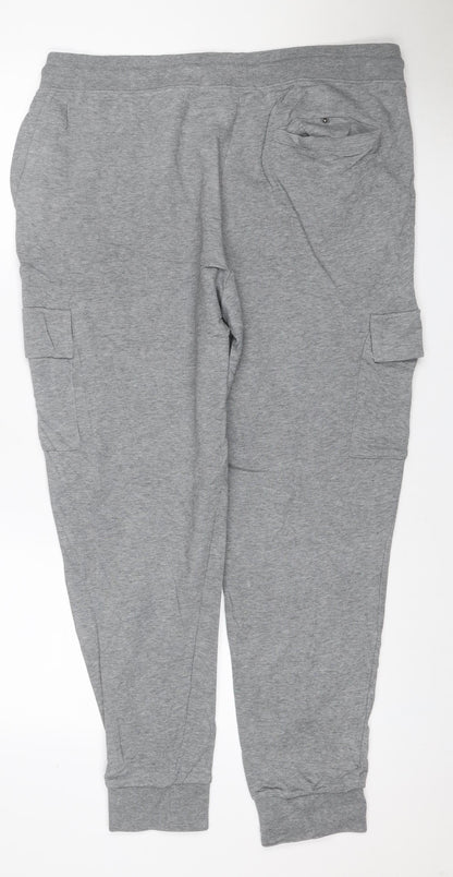 Marks and Spencer Men Grey L Cotton Jersey Drawstring Jogger Trousers