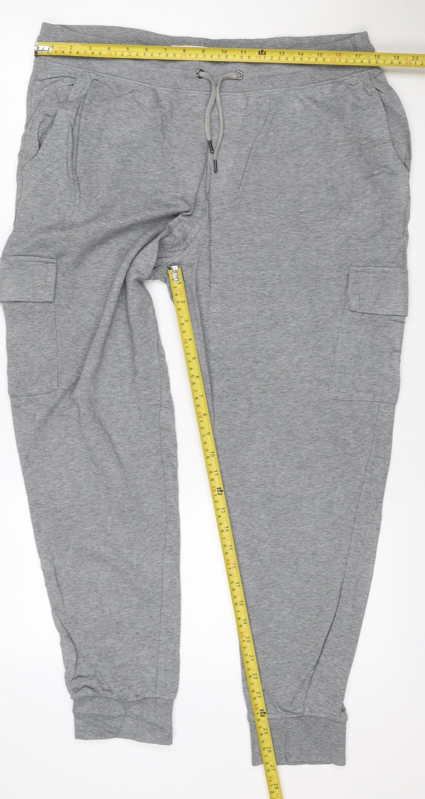 Marks and Spencer Men Grey L Cotton Jersey Drawstring Jogger Trousers