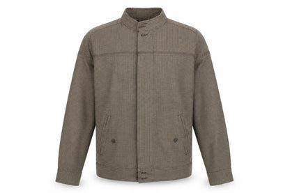 Front view of BDG Men’s Brown Check Cotton Button Front Jacket, size M