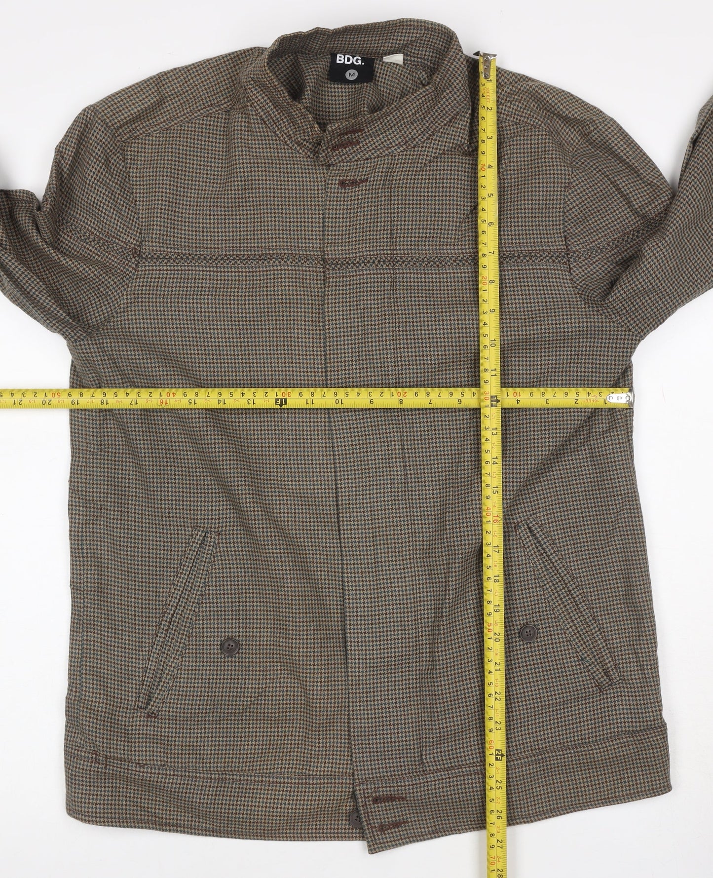 BDG Men’s Brown Check Cotton Button Front Jacket Size M