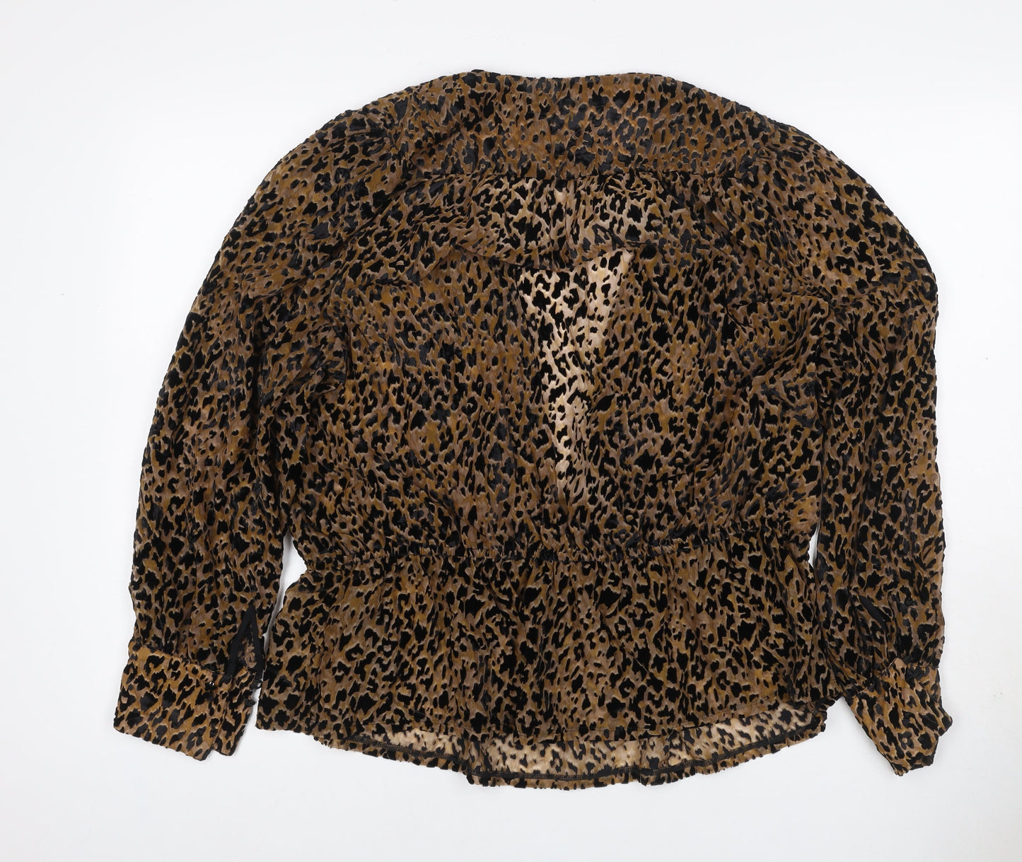Marks and Spencer Women Brown Leopard Print Wrap Blouse Size 20