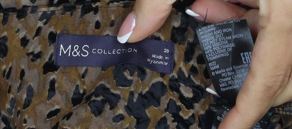 Marks and Spencer Women Brown Leopard Print Wrap Blouse Size 20