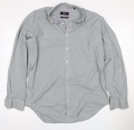 Marks & Spencer Men Multicolour Check 16.5 Slim Twill Shirt