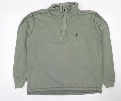 Lazy Jacks Men Green L 1/4 Zip High Neck Logo Sweatshirt