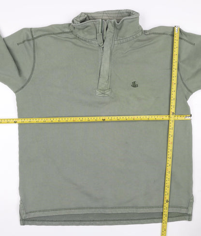 Lazy Jacks Men Green L 1/4 Zip High Neck Logo Sweatshirt
