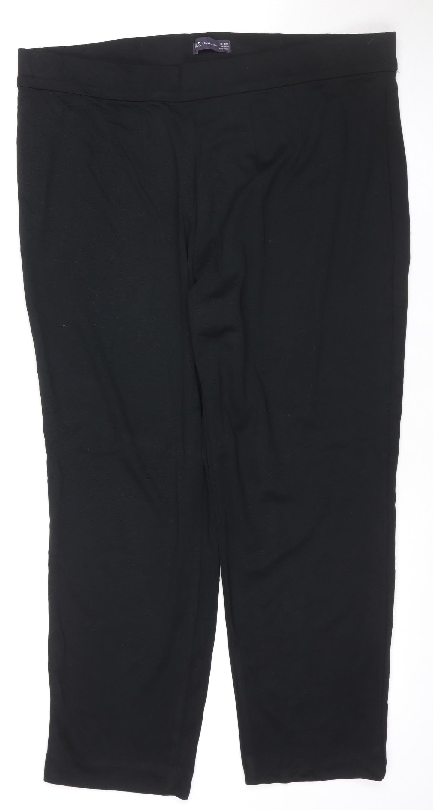 Marks and Spencer Women's Black Size 18 Short Straight Leg Stretch Trousers