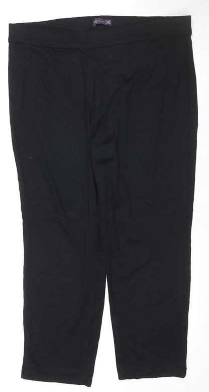 Marks and Spencer Women's Black Size 18 Short Straight Leg Stretch Trousers