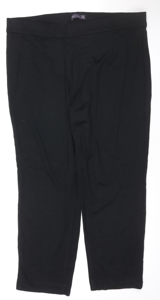 Marks and Spencer Women's Black Size 18 Short Straight Leg Stretch Trousers