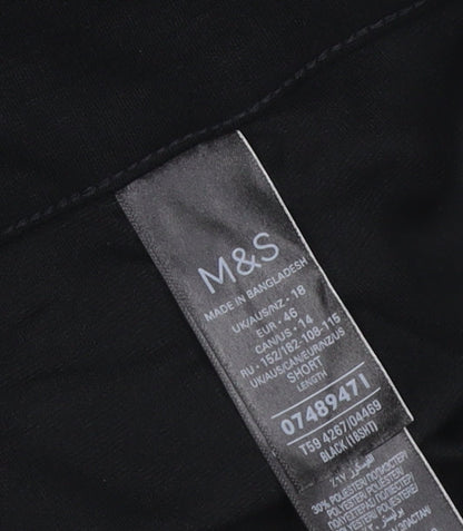 Marks and Spencer Women's Black Size 18 Short Straight Leg Stretch Trousers