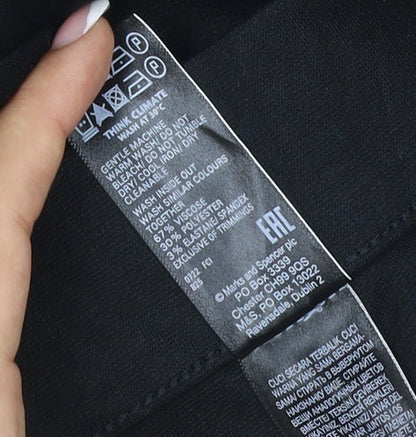 Marks and Spencer Women's Black Size 18 Short Straight Leg Stretch Trousers