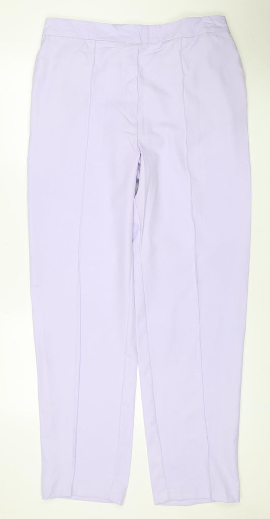 M&S Womens Purple UK 16 Elastic Waist Straight Trousers