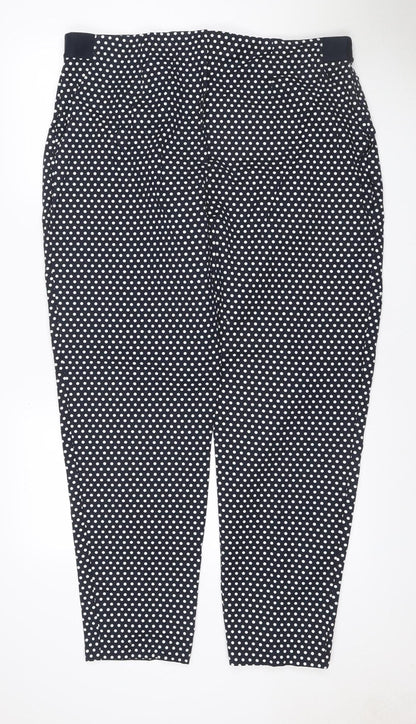 M&S Collection Women’s Black White Polka Dot Straight Trousers UK 20