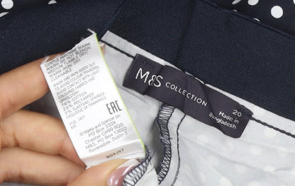 M&S Collection Women’s Black White Polka Dot Straight Trousers UK 20