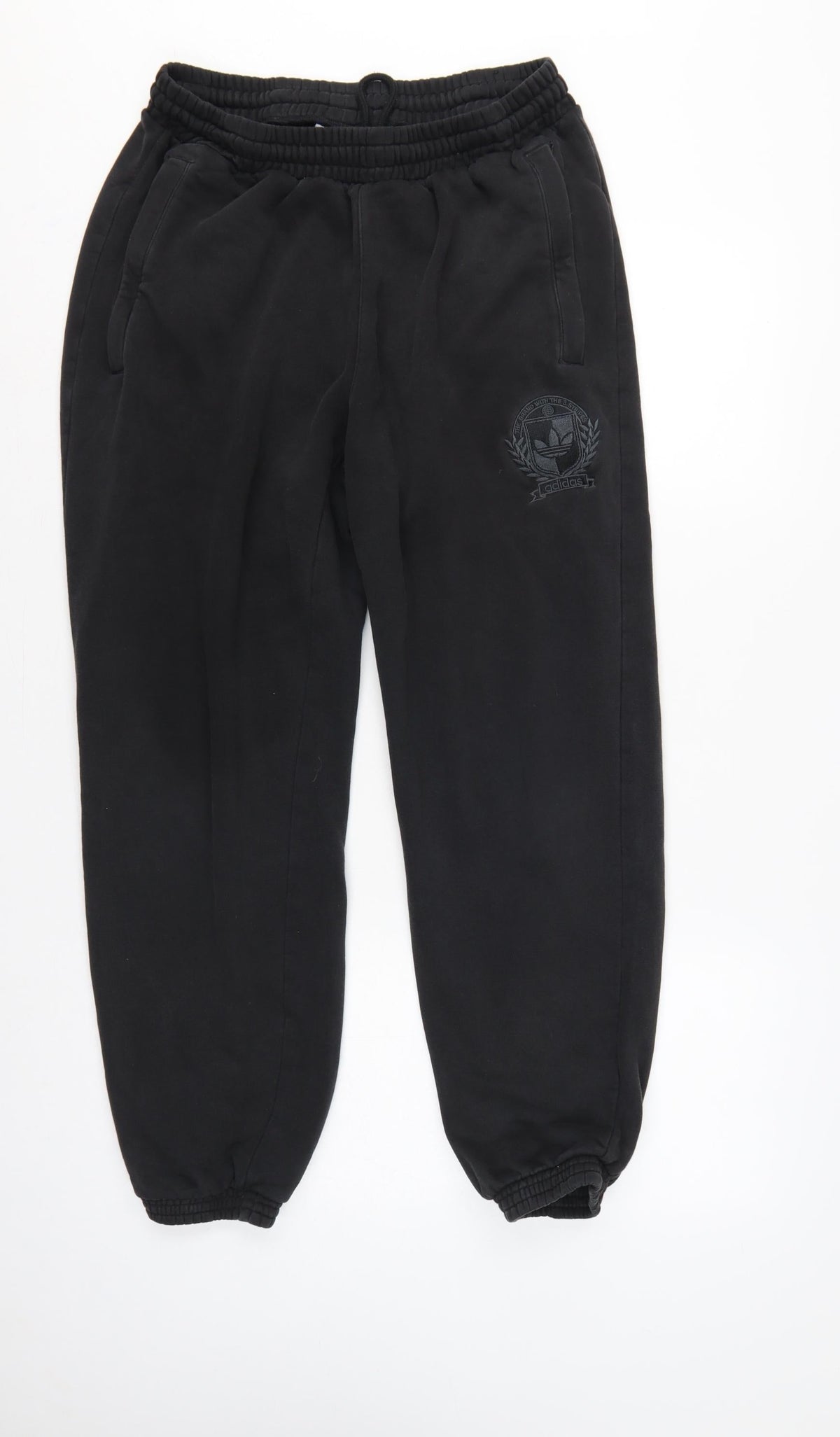 adidas Men’s Black Logo Cuffed Jogger Trousers Size L