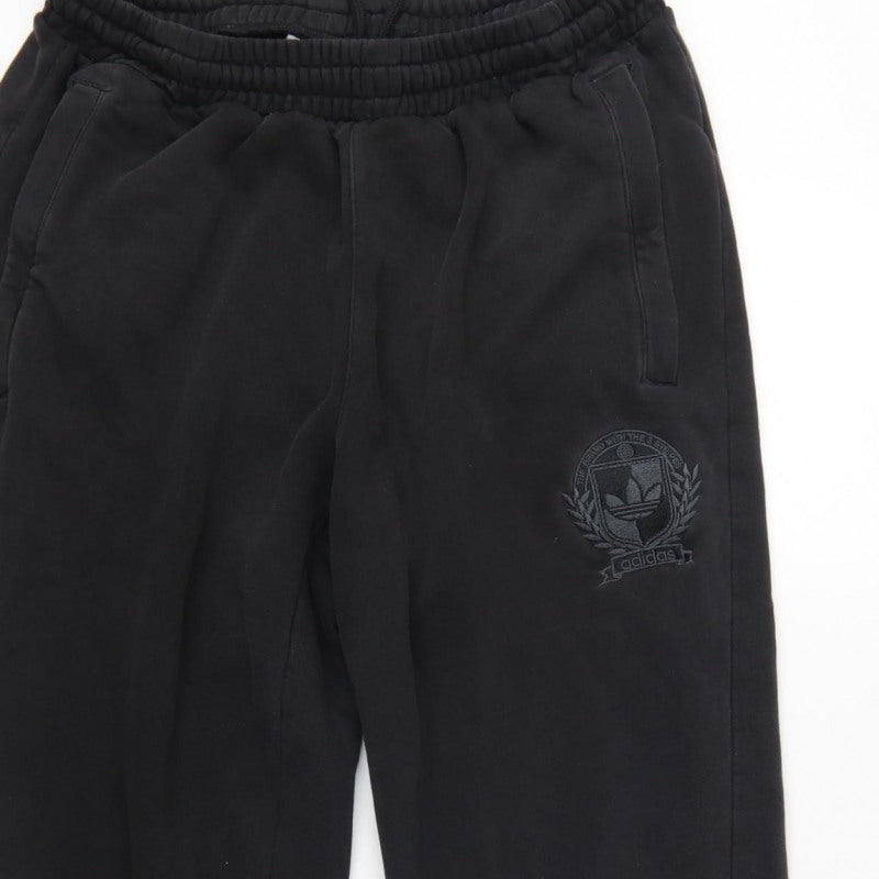 adidas Men’s Black Logo Cuffed Jogger Trousers Size L