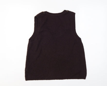 Marks and Spencer Women Brown M Knit Scoop Neck Chain Trim Tank Top