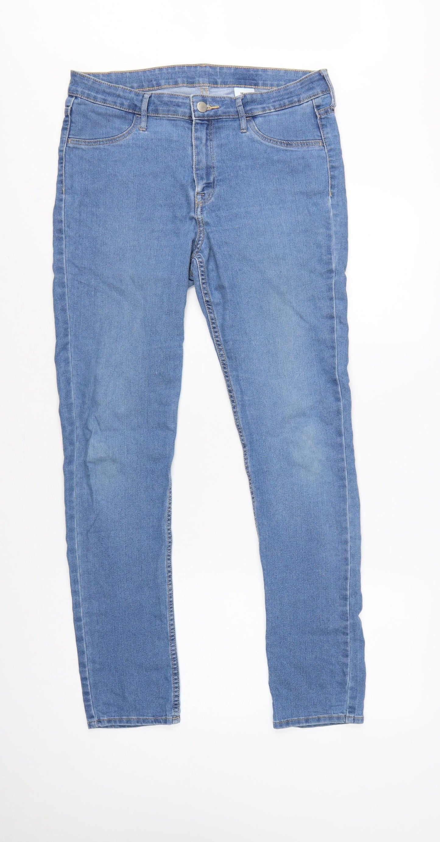 H&M Women Blue UK 14 Skinny Ankle Mid Rise Stretch Jeans