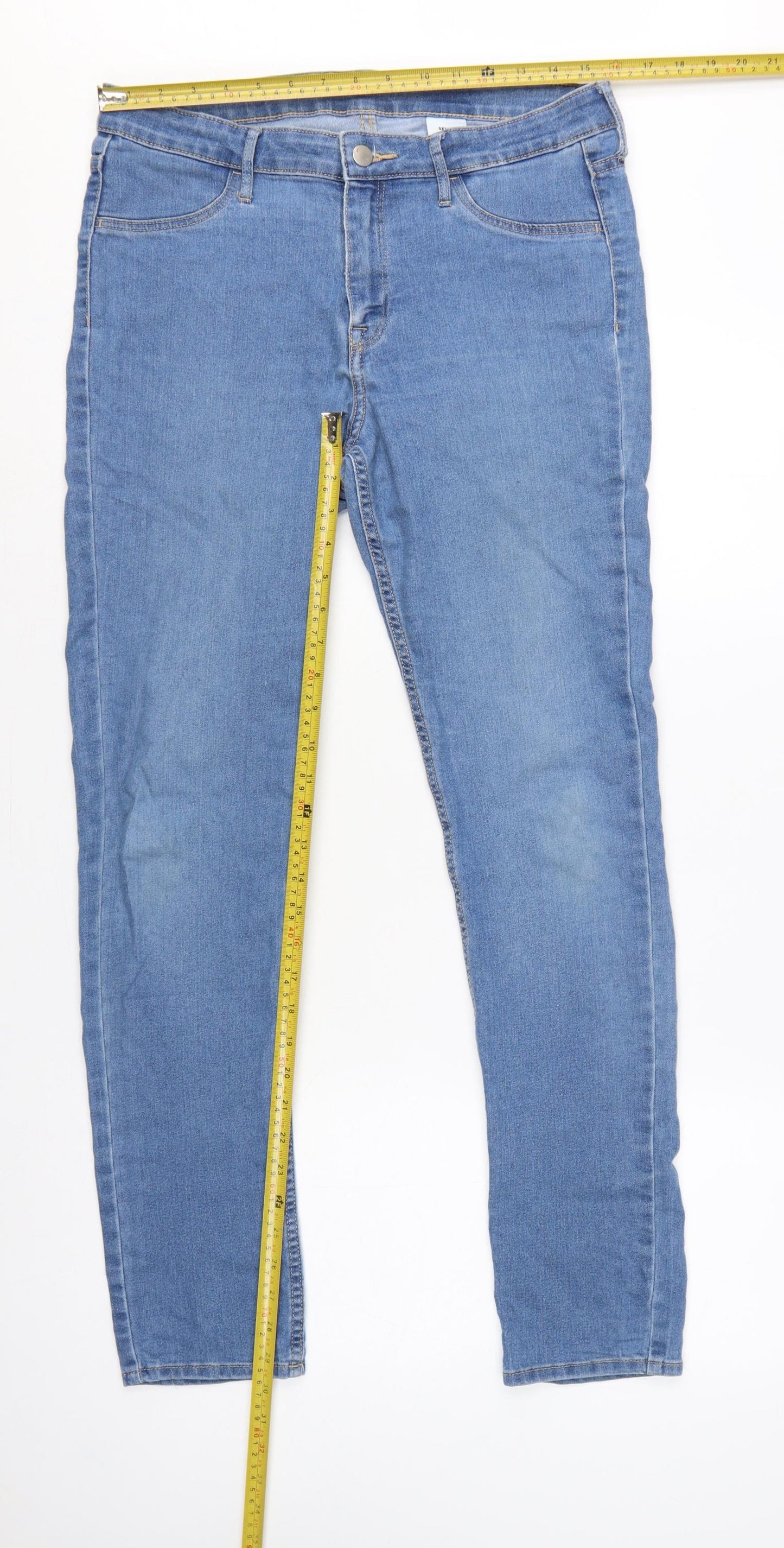 H&M Women Blue UK 14 Skinny Ankle Mid Rise Stretch Jeans