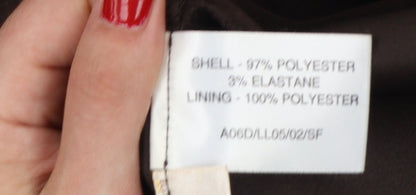 Elvi Women Brown UK 24 Long Stretch Button Lined Blazer Coat
