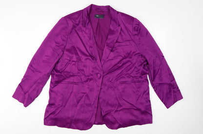 Marks & Spencer Women Purple UK 24 Tuxedo Blazer Shawl Lapel Viscose