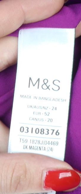 Marks & Spencer Women Purple UK 24 Tuxedo Blazer Shawl Lapel Viscose