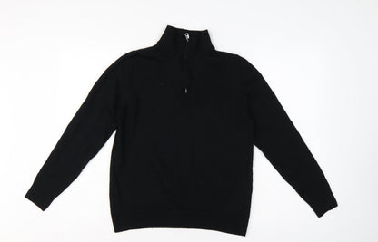 Autograph Men’s Black M Merino Wool 1/4 Zip High Neck Jumper