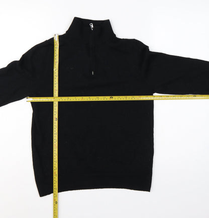 Autograph Men’s Black M Merino Wool 1/4 Zip High Neck Jumper