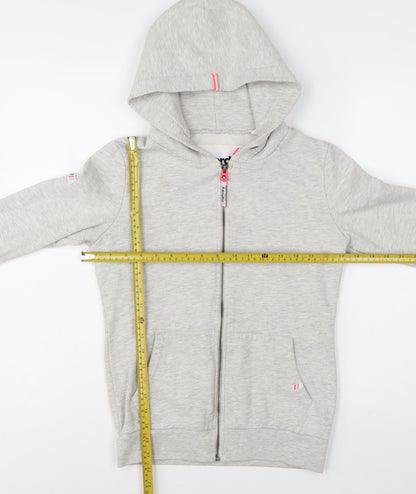 Superdry Women Grey S Full Zip Hooded Logo Fleece Hoodie