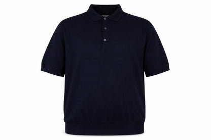 Front view of Autograph Men's Navy 3XL Merino Wool Short Sleeve Henley Jumper