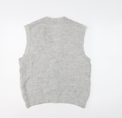 BHS Women Grey Size 18 Sleeveless V-Neck Knit Button Cardigan Vest