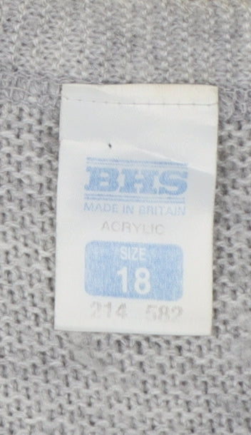 BHS Women Grey Size 18 Sleeveless V-Neck Knit Button Cardigan Vest