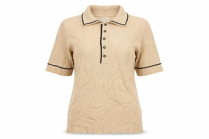 Marks & Spencer Women Beige Size 12 Rib Knit Collared Polo Top