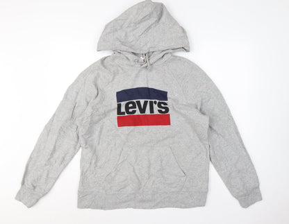 Levi's Men Grey M Pullover Hoodie Logo Graphic Cotton