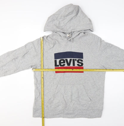 Levi's Men Grey M Pullover Hoodie Logo Graphic Cotton