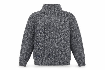 North Coast Men’s Grey M Chunky Knit 1/4 Zip High Neck Jumper