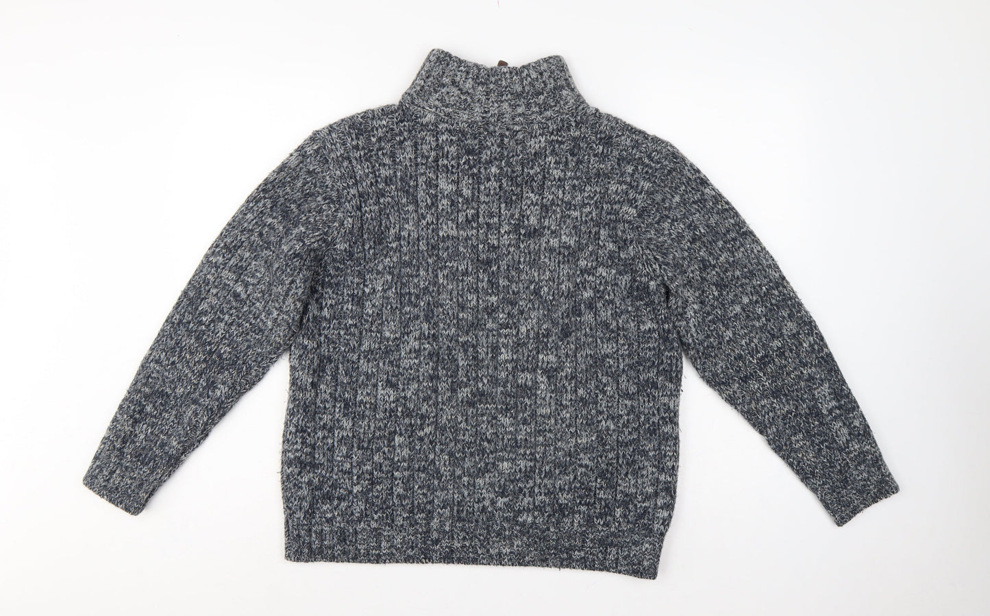 North Coast Men’s Grey M Chunky Knit 1/4 Zip High Neck Jumper