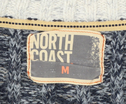 North Coast Men’s Grey M Chunky Knit 1/4 Zip High Neck Jumper