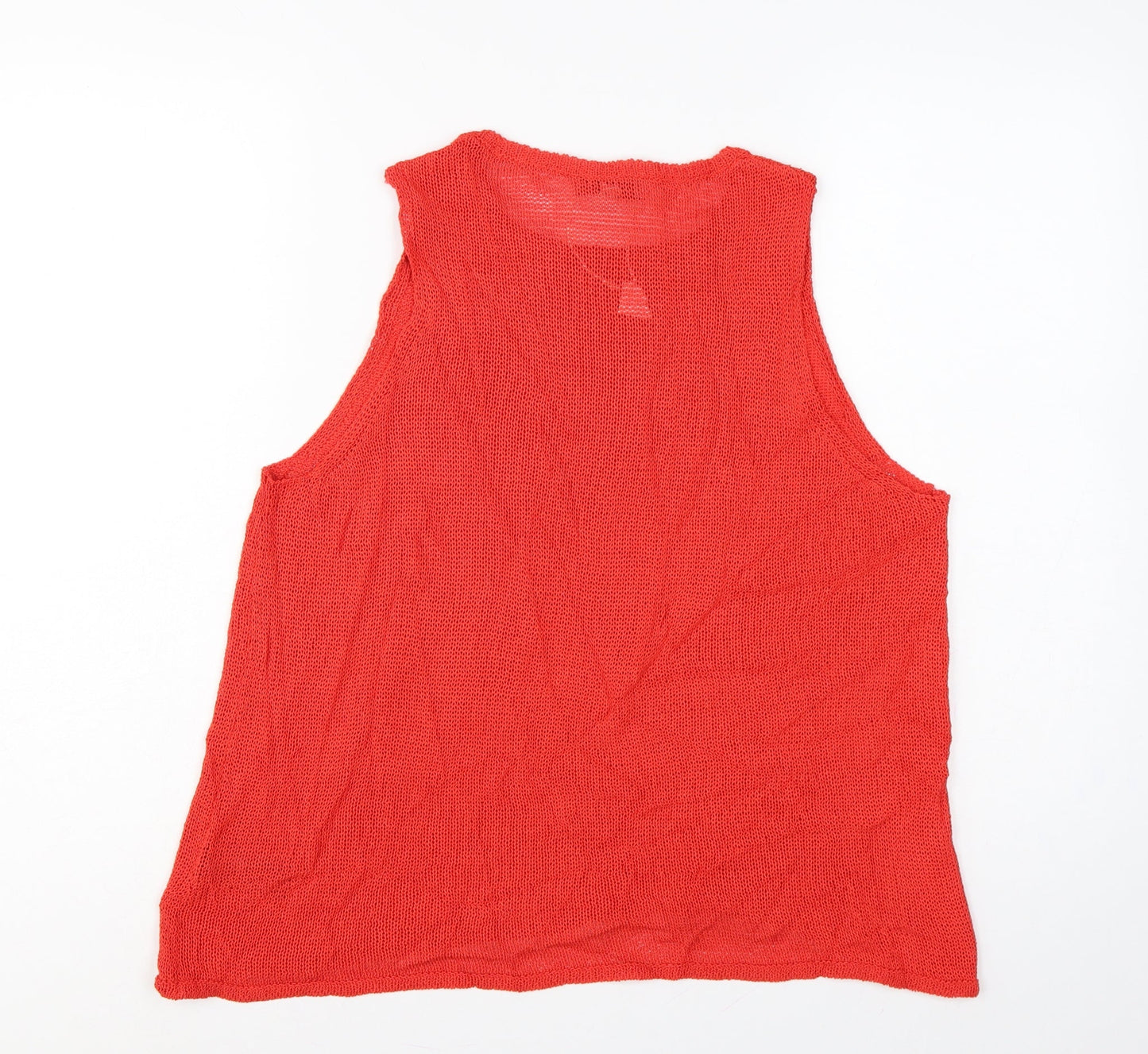 Marks and Spencer Women Red M Sleeveless Knit Tank Top Round Neck