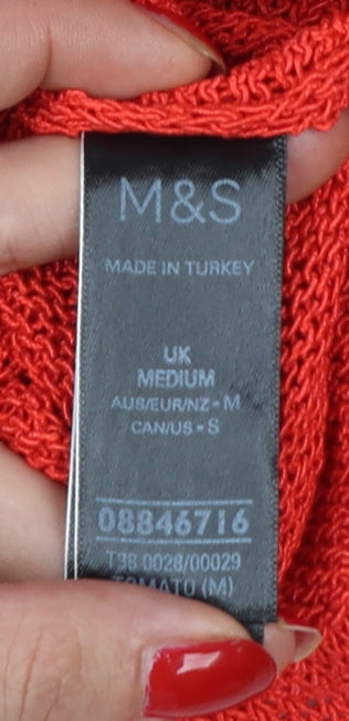 Marks and Spencer Women Red M Sleeveless Knit Tank Top Round Neck