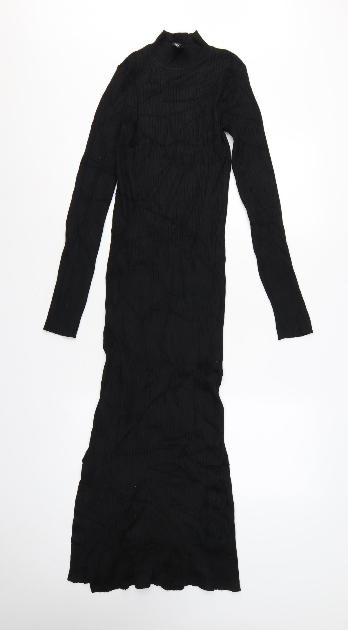 New Look Women Black UK 6 Long Ribbed Roll Neck Jumper Dress