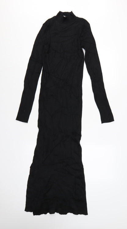 New Look Women Black UK 6 Long Ribbed Roll Neck Jumper Dress