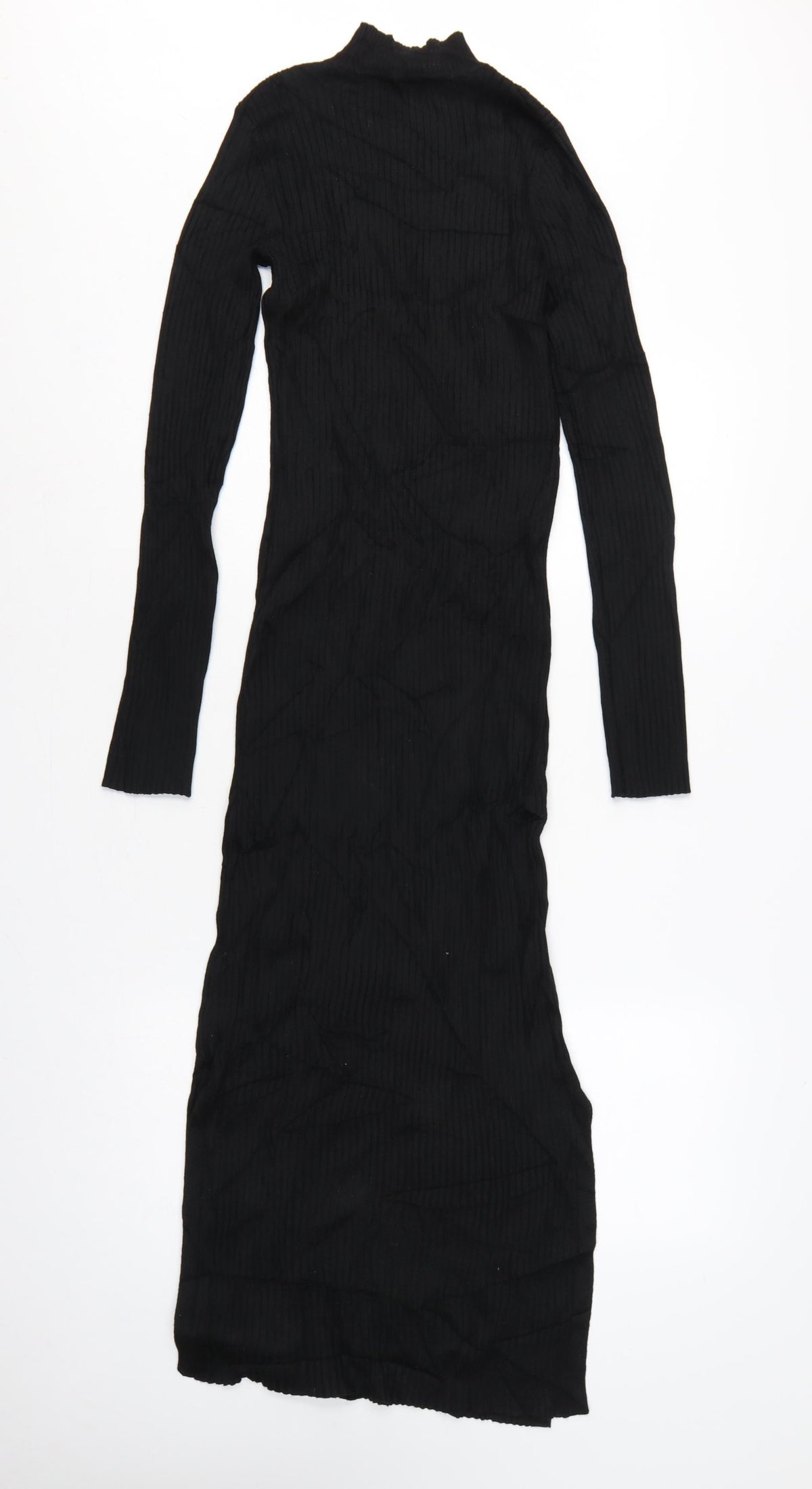 New Look Women Black UK 6 Long Ribbed Roll Neck Jumper Dress