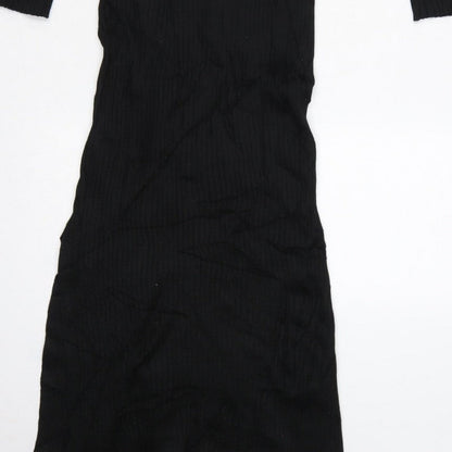 New Look Women Black UK 6 Long Ribbed Roll Neck Jumper Dress