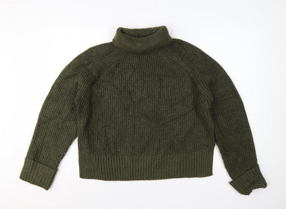 Nobody's Child Women Green M Rib Knit Roll Neck Jumper