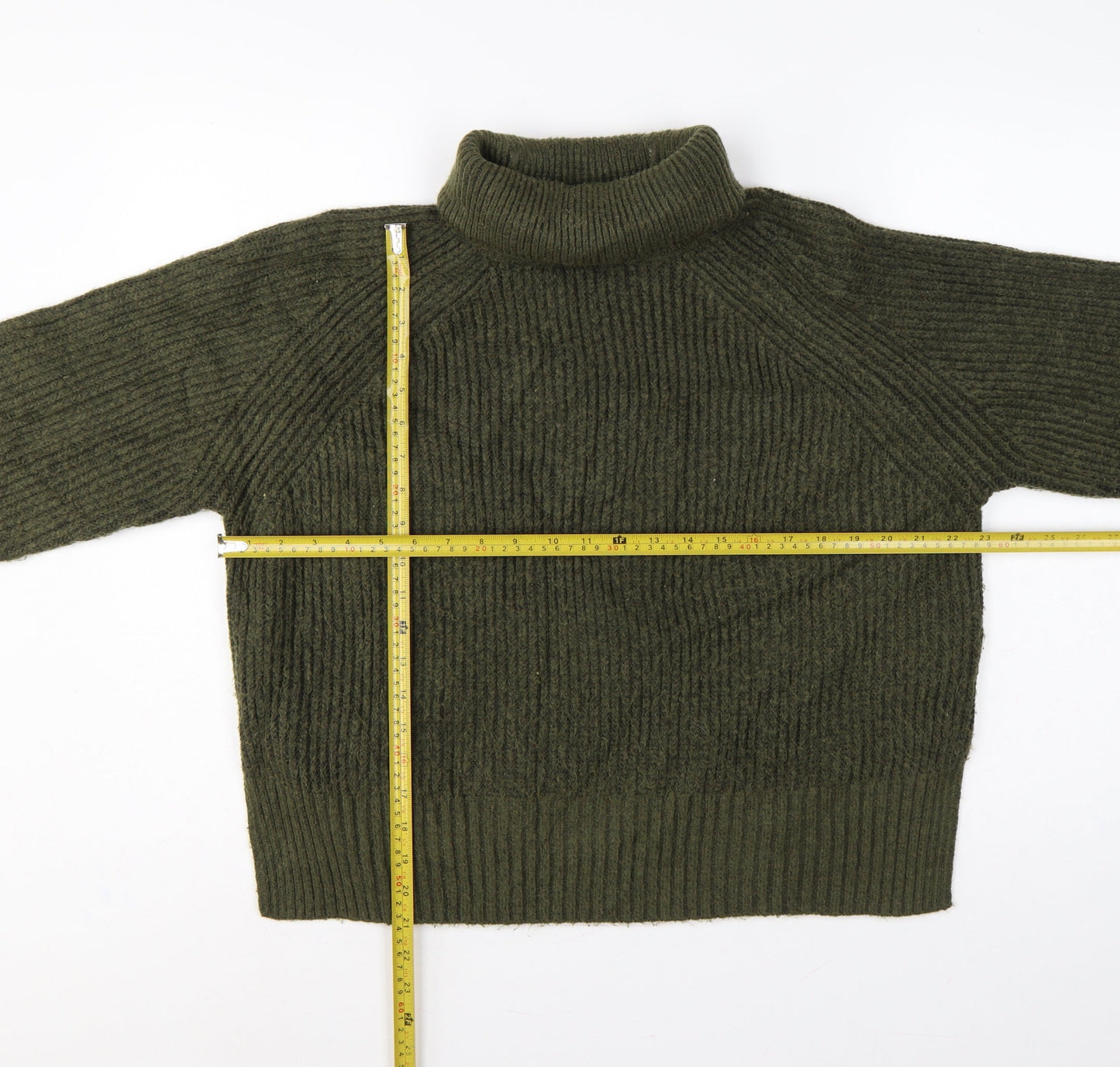 Nobody's Child Women Green M Rib Knit Roll Neck Jumper