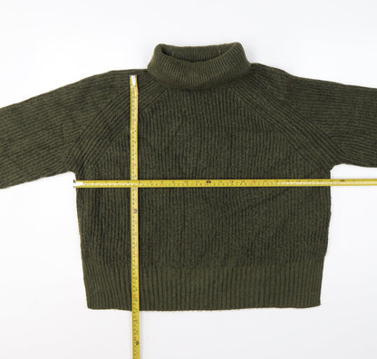 Nobody's Child Women Green M Rib Knit Roll Neck Jumper