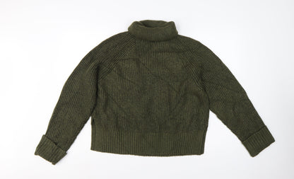 Nobody's Child Women Green M Rib Knit Roll Neck Jumper