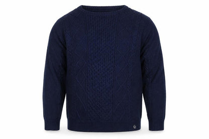 Weird Fish Men’s Navy 2XL Cable-Knit Crew Neck Cotton Blend Jumper