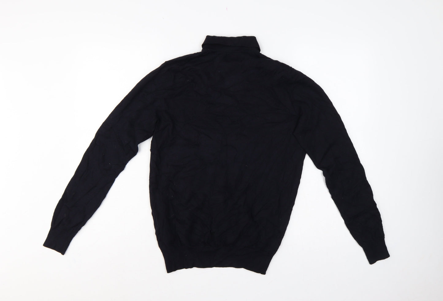 Skøvde Men’s Black M Pure Merino Wool Collared Henley Jumper